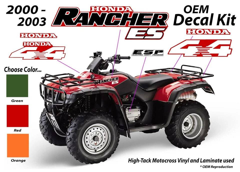 HONDA RANCHER 350 4X4 ES S Honda Rancher 350 ES 4x4 2000 2001 2002 2003 OEM Decal Graphics Marks Sticker
