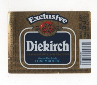 Luxembourg - Vintage Beer Label - Brasserie Diekirch - Exclusive