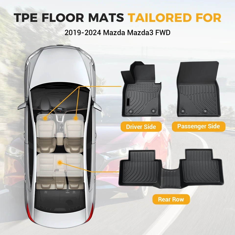 3D Floor Mats For 2019-2024 Mazda 3 All Weather Waterproof Liner Front & Rear Foto 2 de 4