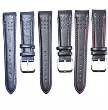 21mm Curved End For Seiko Sportura Chronograph Genuine Leather Watch Band Strap