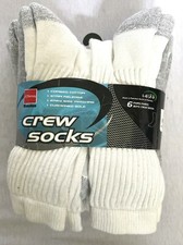 Lot of 6 Pairs JCPenney White/Gray Boy's Crew Socks size L-G/6-9