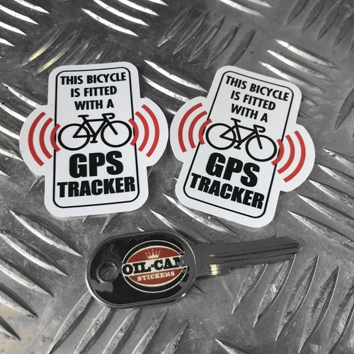 BICYCLE GPS TRACKER anti theft SECURITY stickers decals x2 mountain