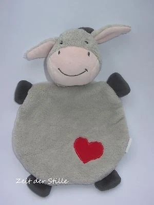 BABYWELT Schmusetuch Kuscheltuch Esel EMIL grau mit Herz NEU