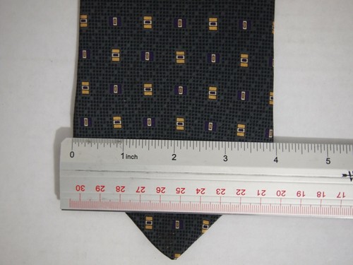 Zylos George Machado Mens Necktie Tie Grey Yellow Geometric 100% Silk 60" - Picture 4 of 4