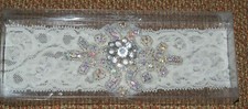 Elegant Jeweled Ivory Lace Garter Rhinestone Lillian Rose Fast Shipping