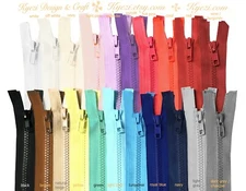 5 - 25 pc Chunky Plastic Separating Zipper / Gauge 5 - 14", 16", 18", 20", 22"