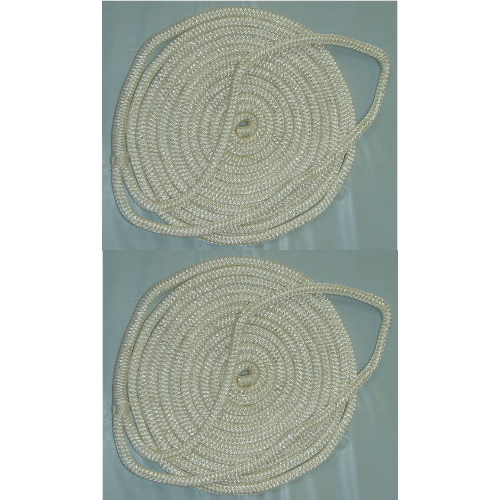 2 Pack of 1/2 Inch x 25 Ft White Double Braid Nylon Mooring and Docking Lines - Picture 1 of 1