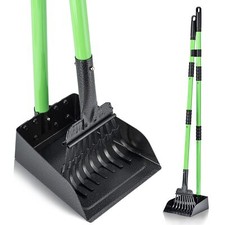 Heavy-Duty Pooper Scooper with Long Handle Metal Tray and Rake for Pet Waste
