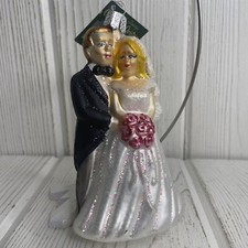 2006 Old World Christmas Bride  Groom Glass Christmas Ornament with Tags