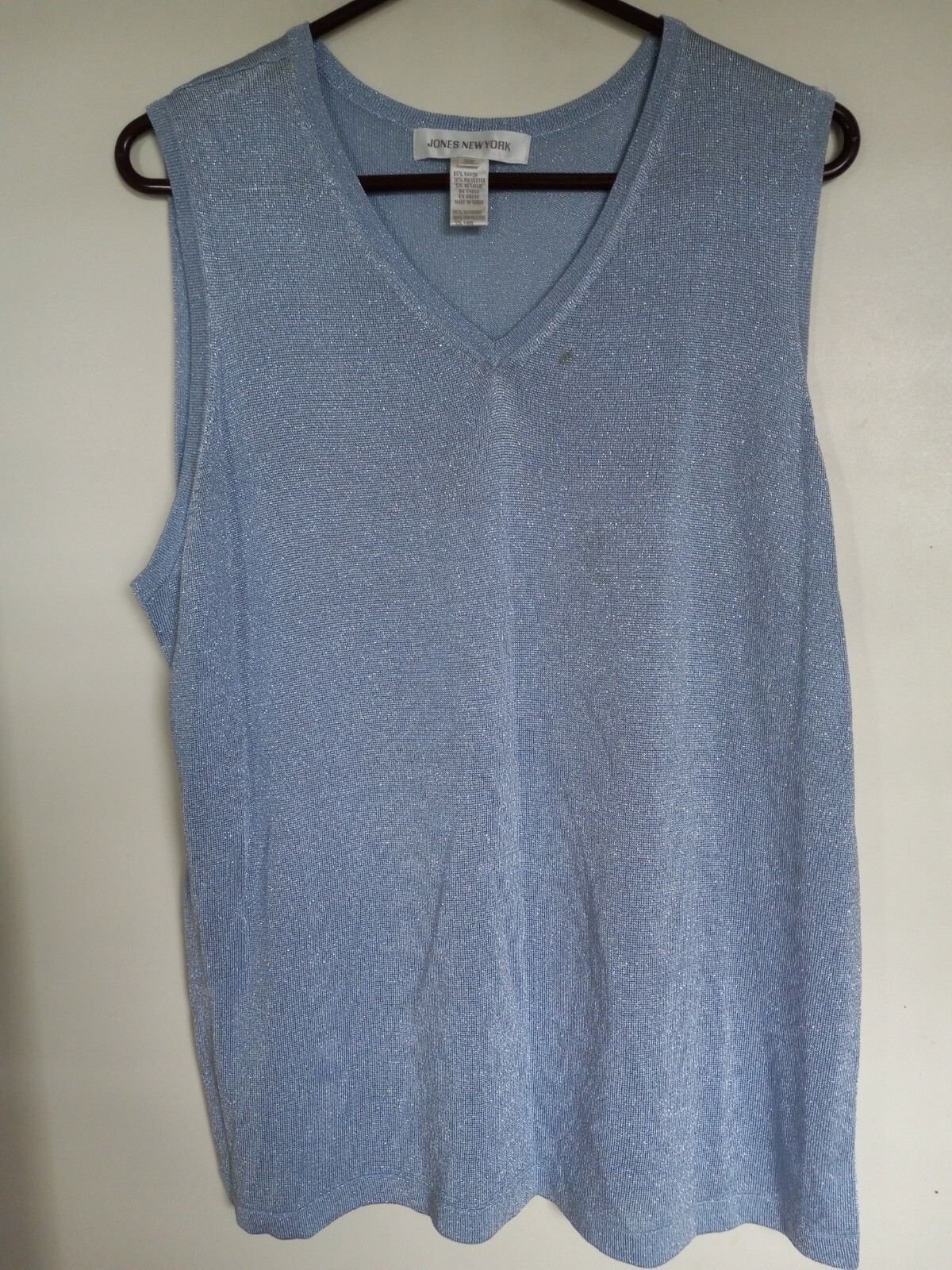 Women's Jones New York Blue Metallic Summer Tank Top Size 3X