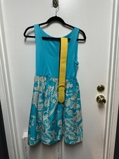 Alice and Olivia blue floral mini dress with yellow belt size M