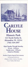 1990's Carlyle House Historic Park Alexandria Virginia Brochure