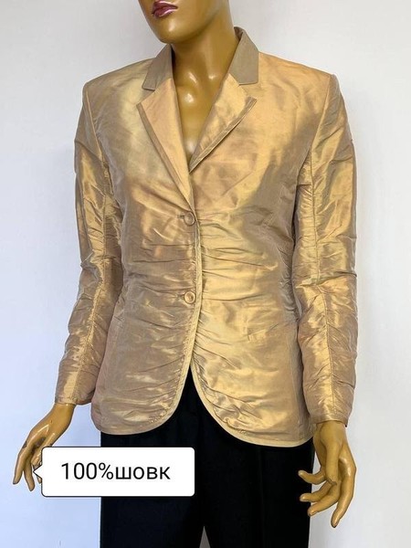 Women Rene Lezard Blazer Gold Silk 36