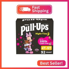 Pull-Ups Girls' Night-Time Potty Training Pants, Size 4T-5T, 92 Count