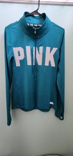 PINK Victoria's Secret Ultimate 1/2 Zip Teal Sweatshirt M Long Sleeve Logo