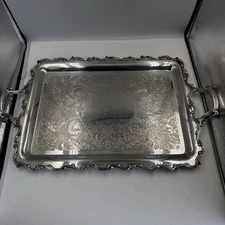 Webster Wilcox Joanne Silver Plated Rectangular Footed Serving Salver Tray 20"l