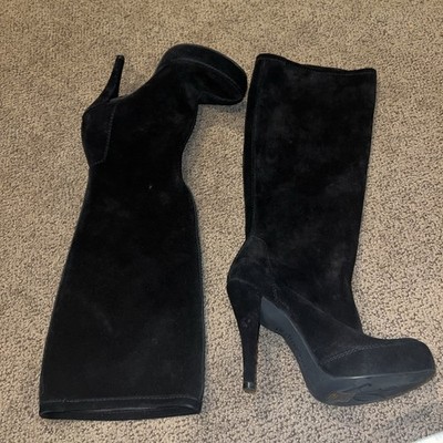 Pedro Garcia Black Suede Platform Knee High Stiletto Heel. Boots Size 6 US