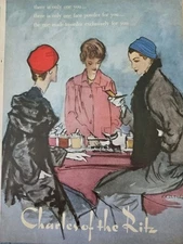 1954 Charles Of The Ritz  Made to order face powder cosmetics Rene Bouche Ad 