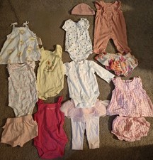Infant Baby Girl Summer Clothes Lot Size 3 Months Dresses One Pieces Shorts EUC