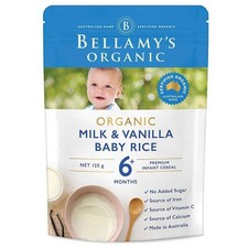 Bellamy's Organic Milk  Vanilla Baby Rice Cereal 125g