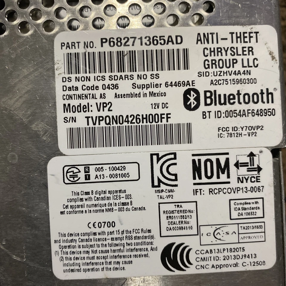 Mopar OEM Uconnect радио P68271365AD Bluetooth 5.0 экран Ram Jeep Dodge Chrysl - Изображение 4 из 4