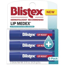 Blistex Lip Medex Stick, 0.15 oz Each, Advanced 3 Count (Pack of 1), Clear