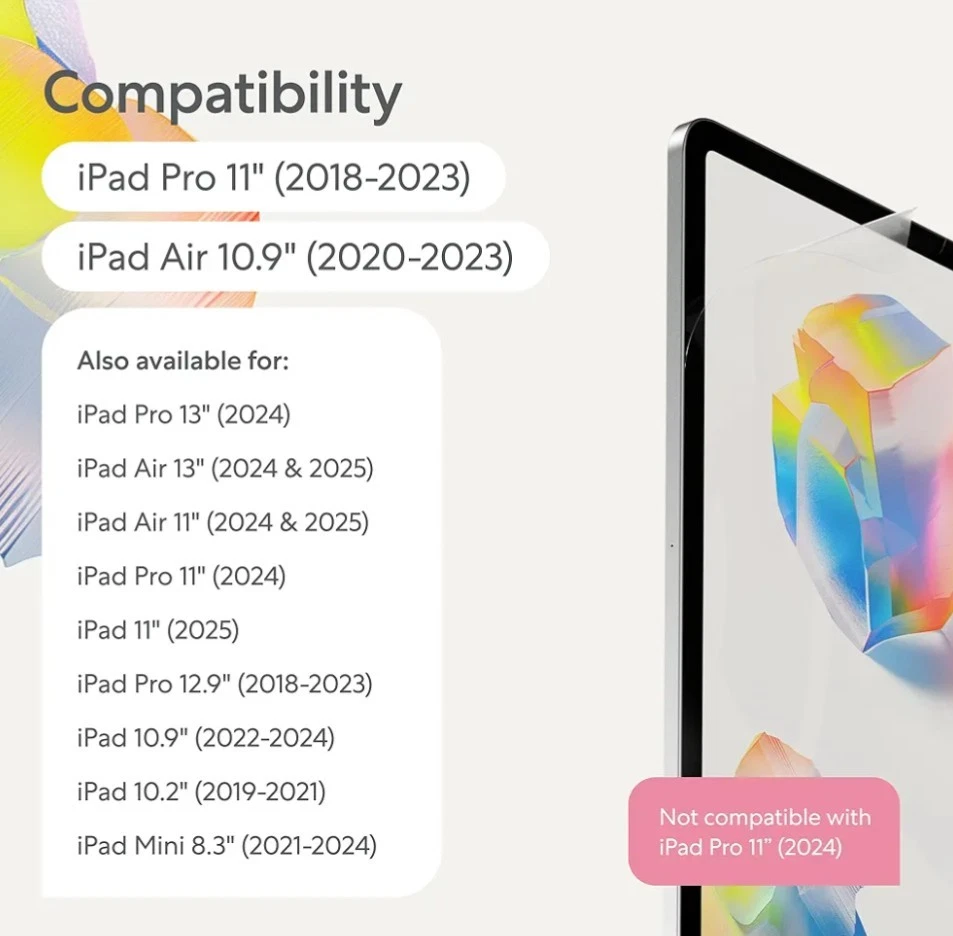 Protector de pantalla tipo papel 2pk Apple iPad air 10.9in 11 pro Foto 2 de 4