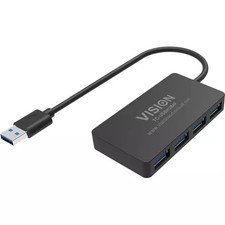 Vision TC-USBHUB4P interface hub USB 3.2 Gen 1 (3.1 Gen 1) Type-A 5 Mbit/s Black