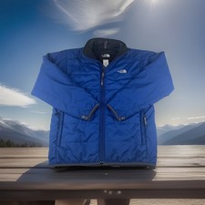 The North Face Boys XL Blue Quilted Puffer Jacket Packable STOW Pocket Warm Coat