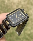 1984 Vintage Seiko Ladies Quartz Watch 7320 Black PVD Runs Well Rectangle Tank