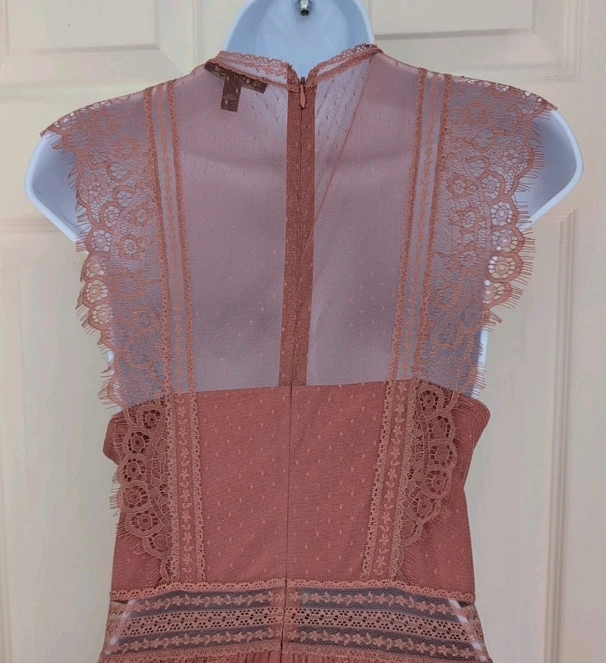 Maxi Vestido Express Rosa Polvoriento Encaje Talla Mediana Boho Chic Romántico Cottagecore Foto 4 de 4