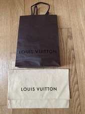 LOUIS VUITTON DUST COVER BAG CREAM 11"  7" FLAP OVER  BROWN GIFT BAG 11"x8"