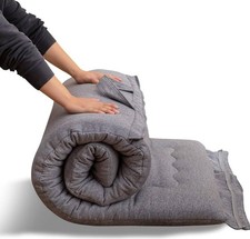 MAXYOYO Portable Foldable Futon Mattress Hypoallergenic Fabric Grey  135x190cm