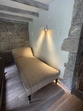 Antique Daybed Chaise Lounge Tweed Fabric Sofa Bed