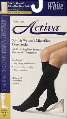 Activa Soft Fit Microfiber Dress Socks 20-30mmHg (White) Medium