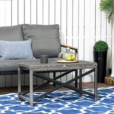 Outdoor Coffee Table w/ Plastic Board Under the Full Woven Table Top