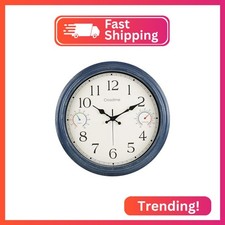 Crosstime Outdoor Clocks for Patio Waterproof,16 Inch Blue