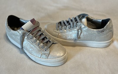 P448 Thea Plot Sneakers Sz 43 Made In Italy Cracked Leather Suede Lace ups