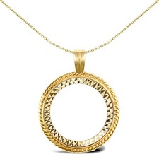 9ct Gold Jewelco London Rope Edge Frame Full Sovereign Coin Mount Pendant