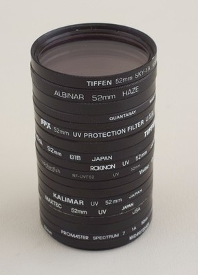 Lot of 18 52mm lens filters UV, Skylight