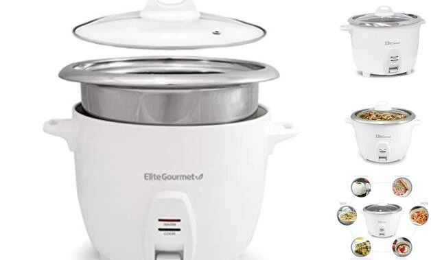 Electric Rice Cooker with Stainless Steel Inner Pot Makes Soups, 20 Cups