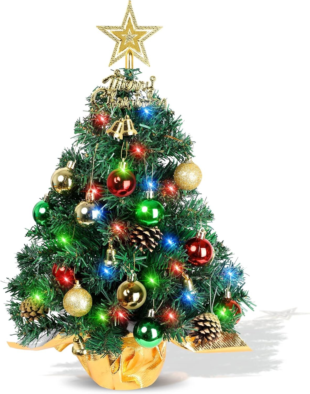 Tabletop Christmas Tree 22 Inch Mini Artificial Xmas Tree with LED Lights 🎄