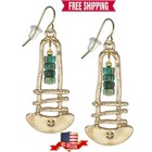 Rustic Gold &Turquoise Boho Dangle Earrings, Hypoallergenic 18K Gold Ear Wires