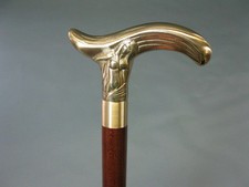 36'' Antique Designer Brass GOLDEN Head Handle Walking Stick Wooden Cane Gift