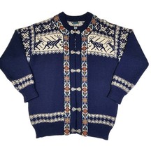 Vintage Dale of Norway Wool Cardigan Sweater Nordic Metal Clasp Mens M 50