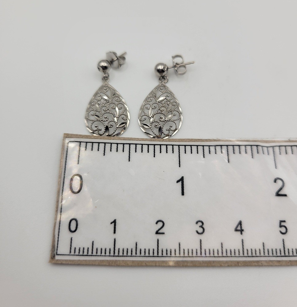 Filigree Design Dangle Drop Earring, Post Stud Cl… - image 8