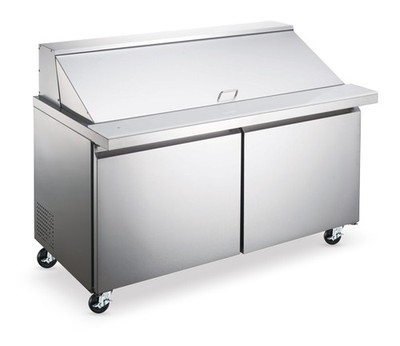 Omcan USA 59051 60'' Two Section Mega Top Sandwich / Salad Prep Table w/ 2 Doo...