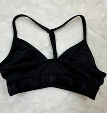 Victoria  s Secret PINK Bra Black Bralette Strappy Back XS/S Racerback Style