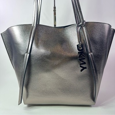 NEW DKNY WOMEN S LYDA METALLIC EXTRA LARGE TOTE BAG