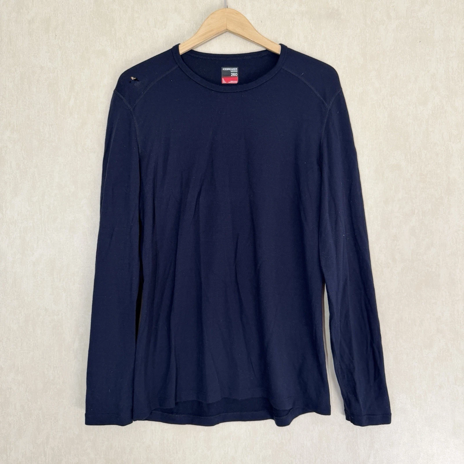 FLAW Icebreaker Men’s Merino 260 Longsleeve Shirt Base Layer in Navy L